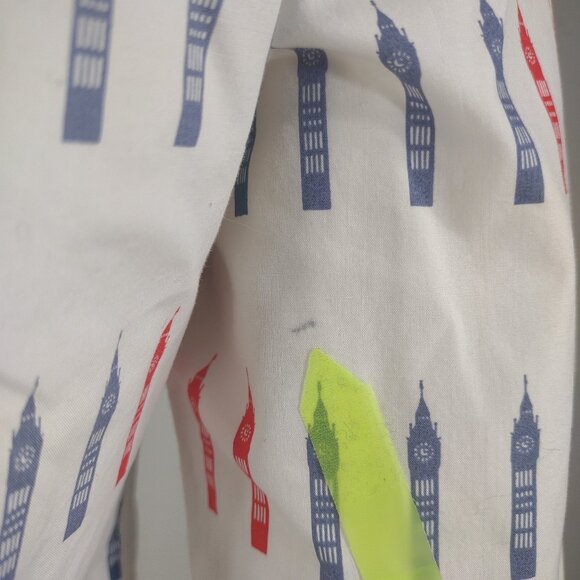 Boden white red blue Big Ben Clock Tower button front shirt ladies size 4 - Picture 7 of 10